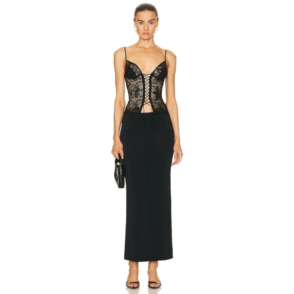 PRISCAVERA Lace Up Cami Top Black New Womens Sleeveless Tank